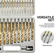TOOLUXE 10055L Hex Shank Drill Bit Set, 30 Pc, Titanium Coated Metal Drill Bits, Quick Change Design, Small Drill Bits from 1/16 - 1/2 Large Drill Bits, High Speed Steel Impact Driver Drillbits