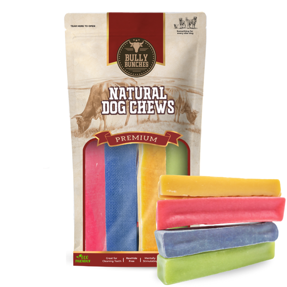 Bully Bunches Flavour Pack Yak Cheese Himalayan Chews All Natural Dog Treats Medium 4 Pack (Strawberry, Blueberry, Mint, Regular)