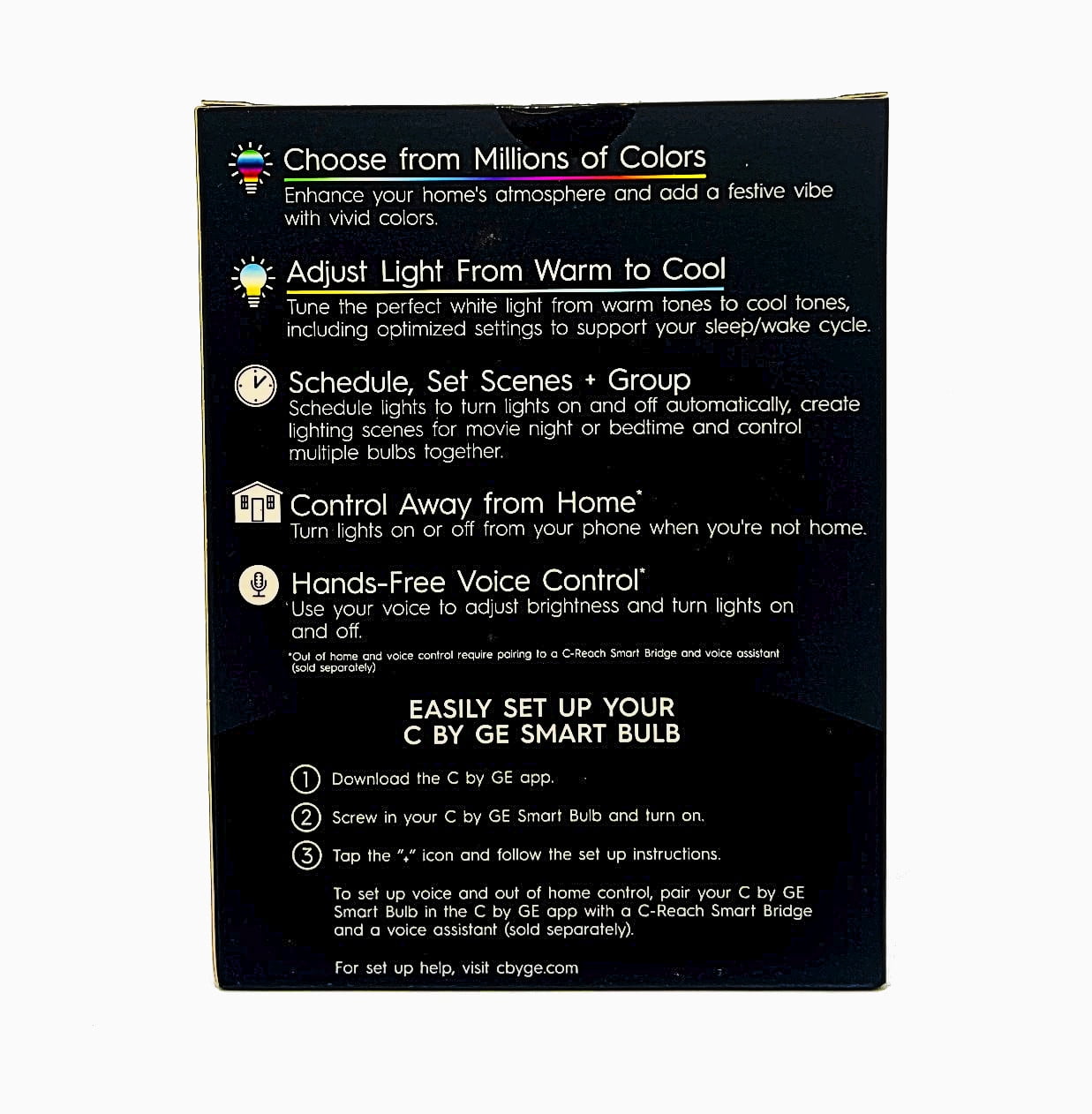 (case of 4) GE Lighting Full Color Smart Bulb, LED BR30, C by GE, Dimmable with app, Change Colors, Control with Voice, 10 watt, 700 lumen LED Floodlight