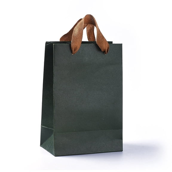 10pcs Medium Kraft Paper Gift Bags with Handles Green Kraft Bags Party Bags Retail Paper Bags Bulk Merchandise Bag Wedding