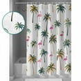 thumbnail image 3 of Shower Curtain Bathroom Set Pink Flamingo Palm Trees on White Waterproof Fabric Shower Curtains with Grommets&Hooks Summer Beach Privacy Bath Curtain for Bathtub 72x84in, 3 of 7