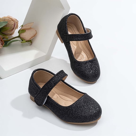 MEZZALL Child Girls Low Top Mary Jane For Casual Dressy Occasions Soft Sole Lightweight Sandals With Sparkling Classic Style Shoes For Young Girls Birthday Adorable Casual Kids Solid Color Footwear