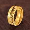 thumbnail image 3 of ChainsProMax Viking Rune Spinner Rings for Men/Women, Size #7-#14 Chain Link Fidget Ring, Gold Plated, 3 of 8