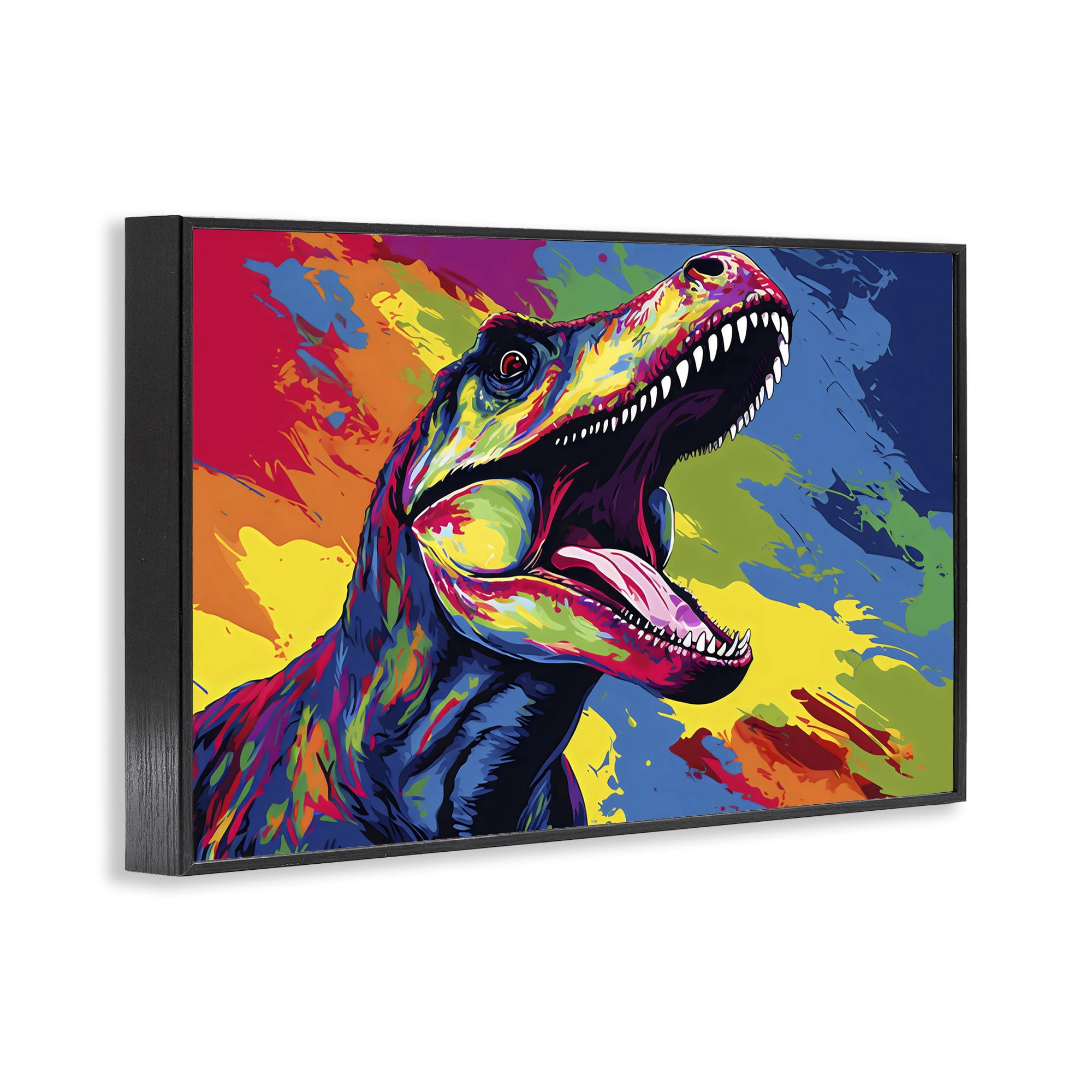 Stupell Industries Brightly Colored Dinosaur Black Framed Giclee Art, design by Creative Studio