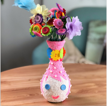 LNKOO Flower Craft Kit for Kids - Make Your Own Flower Bouquet with Buttons  and Felt Flowers, Vase Art Toy & Craft Project for Children, DIY Activity  Gift for Boys & Girls