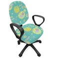 thumbnail image 1 of Abstract Office Chair Slipcover, Sleeping Owls and Mouse Meditators with Circular Shapes, Protective Stretch Decorative Fabric Cover, Standard Size, Sky Blue Avocado Green and Lavender, by Ambesonne, 1 of 5