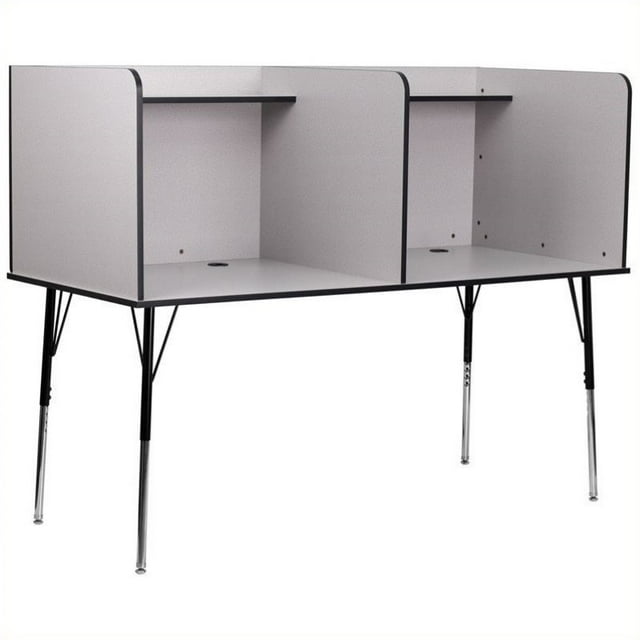 Scranton & Co Double Wide Study Carrel in Nebula Grey