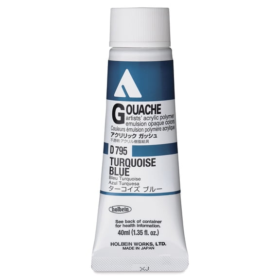 Holbein Acrylic Gouache – Turquoise Blue, 40 ml tube