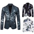 thumbnail image 2 of Traje pequeño para hombre con solapa y estampado floral y tendencia de corte entallado de moda para caballero de otoño e invierno, 2 of 5