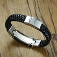 thumbnail image 4 of Braided Leather Bracelet For Men Chunky Bangle Stainless Steel Cross Wristband, 4 of 5