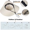 thumbnail image 2 of Sombrero de paja con ala ancha y protector solar para mujer, color blanco, con protección solar UPF 50, sombrero de verano acolchado, plegable y enrollable, sombrero de playa para mujer, 2 of 4