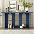 thumbnail image 2 of Harper & Bright Designs Wood Curved Console Table with Shelf , Modern Entryway Table with Ash Veneer Designed for Entryway and Hallway , Navy Blue, 2 of 8