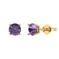 thumbnail image 2 of 1.5 Ct Round Cut Studs Purple Alexandrite 14K Yellow Solid Solid Gold Everyday Dainty Earrings Push Back, 2 of 7