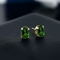 thumbnail image 3 of Gem Stone King 18K Yellow Gold Plated Silver Green Chrome Diopside Stud Earrings for Women Men | 2.40 Cttw | Gemstone Birthstone | Oval 8X6MM, 3 of 4