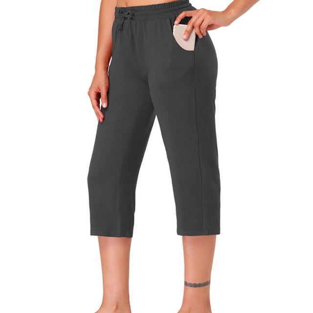 Guardurnaity Pantalones cortos de Yoga para mujer, pantalones de cintura alta con bolsillos, mallas con cordón, ropa deportiva de Color sólido, Prendas para la parte inferior del cuerpo Gris METRO