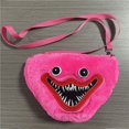 thumbnail image 3 of Paquete de 2 bolsas cruzadas de felpa Huggy Wuggy y Kissy Missy Poppy Playtime, bolso de peluche de terror, adecuado para cumpleaños para regalos y amigos, riñonera de felpa (azul, rosa) Rojo Verde, 3 of 7