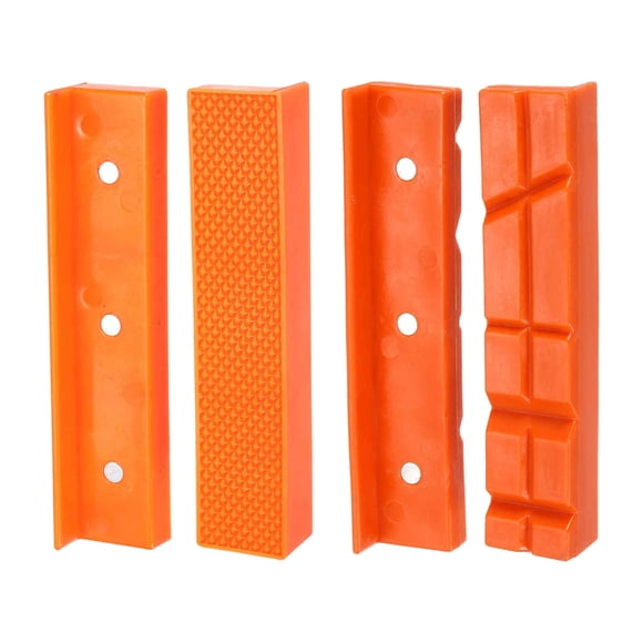 HARFINGTON 2set Magnetic Vise Jaws 5 Inch Magnet Plain Grooves & V-Grooves Soft Rubber Bench Jaw Pads Covers Multi-Purpose Protector for Woodworking