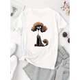 thumbnail image 2 of T-Shirt Imprimé Chien Excentrique pour Femmes - Col Rond Manches Courtes, Haut d'Été en Polyester Confortable, Lavable en Machine Fête des Pères, Fête des Mères, Nouvel An, Festival de Printemps, Saint-Valentin, Inde, 2 of 6