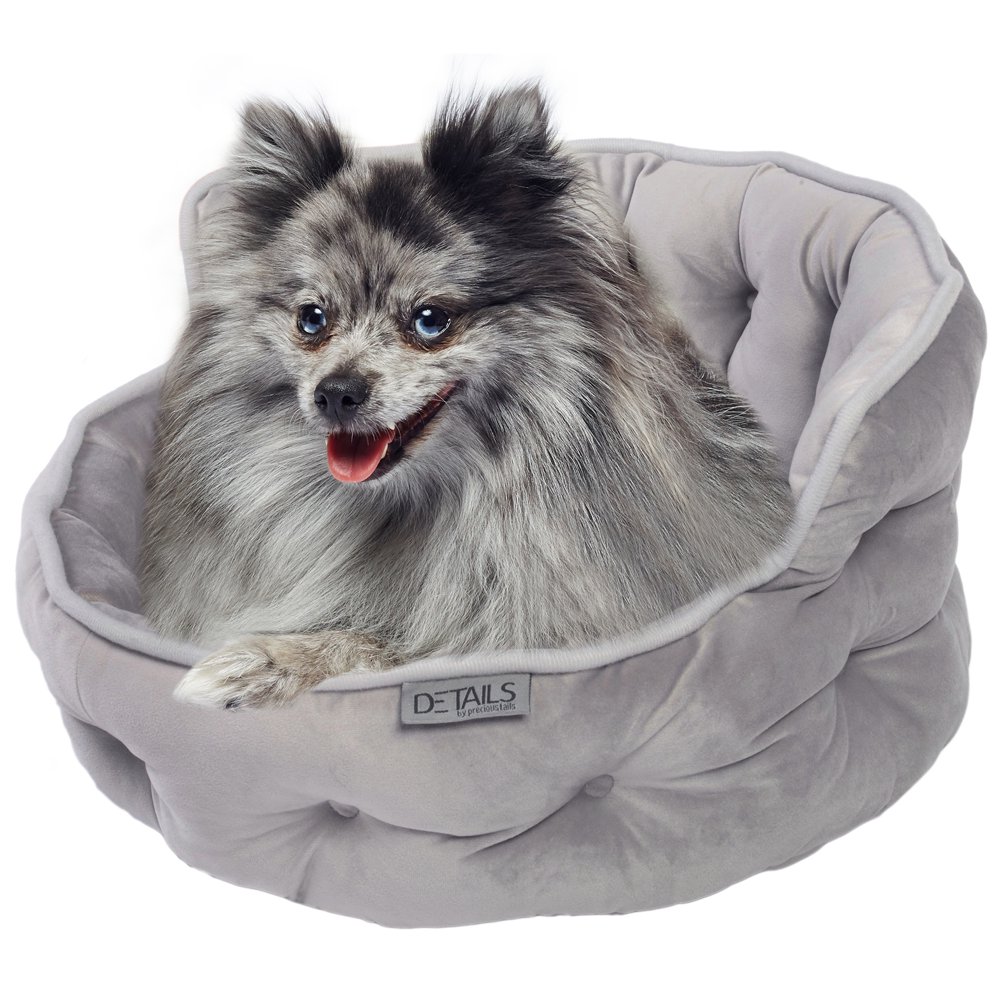 Precious Tails Ultra Plush Mini Tufted Velvet Round Cuddler Pet Bed