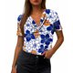 thumbnail image 4 of Xuyuer Womens Short Sleeve Shirts Business Casual Collared V Neck Tops Printed Fashionable Pile Collar Breathable Summer Short Sleeved Casual T-shirt Top, 4 of 6