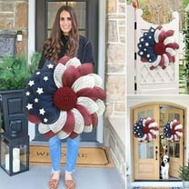 Clearance Under $10 Wreath, Patriotic Independence Day Wreath Memorial Day Wreaths For Front Door Festival Celebration Farmhouse Wreaths All Season Welcome Sign Door Hangers
