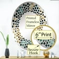 thumbnail image 3 of Designart "Flourishes of Calligraphy in Black and Golden Damask I" Damask Polka Dot Round Wall Mirror - Oval Printed Decorative Mirror - Multiple Color Options, 3 of 5