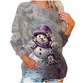 thumbnail image 5 of HOMBOM Womens Sweatshirts Holiday Merry Gray Snowman No Hood Xmas Crewneck Fleece Sweatshirt for Ladies Christmas, 5 of 6