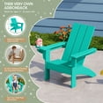 thumbnail image 6 of WestinTrends Ashore Kids Outdoor HDPE Plastic Modern Adirondack Patio Chairs with Cup Holders (Set of 2), Turquoise, 6 of 14