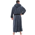thumbnail image 4 of SELONE Mens Bathrobes Plus Size Color Block Hoodie Long Sleeve Velvet Bathrobe Pajama Sleeping Gown Home Wear With Pocket Tie Closure, 4 of 5