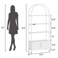 thumbnail image 3 of Huloretions 4 Tier Bookcase with Door, 71.5" Tall Arched Display Racks, Metal Frame Freestanding Bookshelves for Bedroom Living Room Home Office, 3 of 6