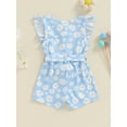 thumbnail image 4 of Nygoyerh Baby Girl Summer Jumpsuit Ruffle Sleeveless Playwear Crew Neck Floral Print Romper Shorts + Belt Toddler Girl Playsuit Newborn Infant Clothing, 4 of 8