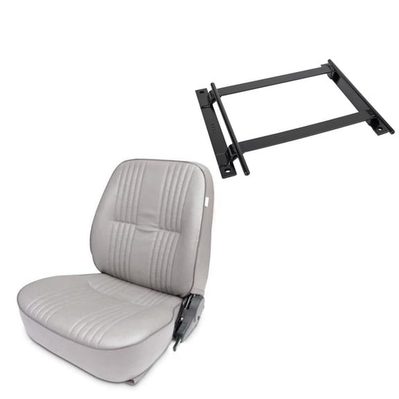 Procar 90 Driver Side Reclining Low Back Seat with Seat Mount, Gray Vinyl, One-Touch Recline/Backrest Release, Includes Hardware for Easy Installation