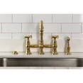 thumbnail image 3 of Kingston Brass KS3277BEXBS Essex Two-Handle 4-Hole Deck Mount Bridge Kitchen Faucet with Brass Side Sprayer in Brushed Brass, 3 of 8
