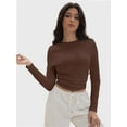 thumbnail image 4 of Womens Long Sleeve Shirts Basic Crop Tops Going Out Fall Fashion Slim Fit, 4 of 6