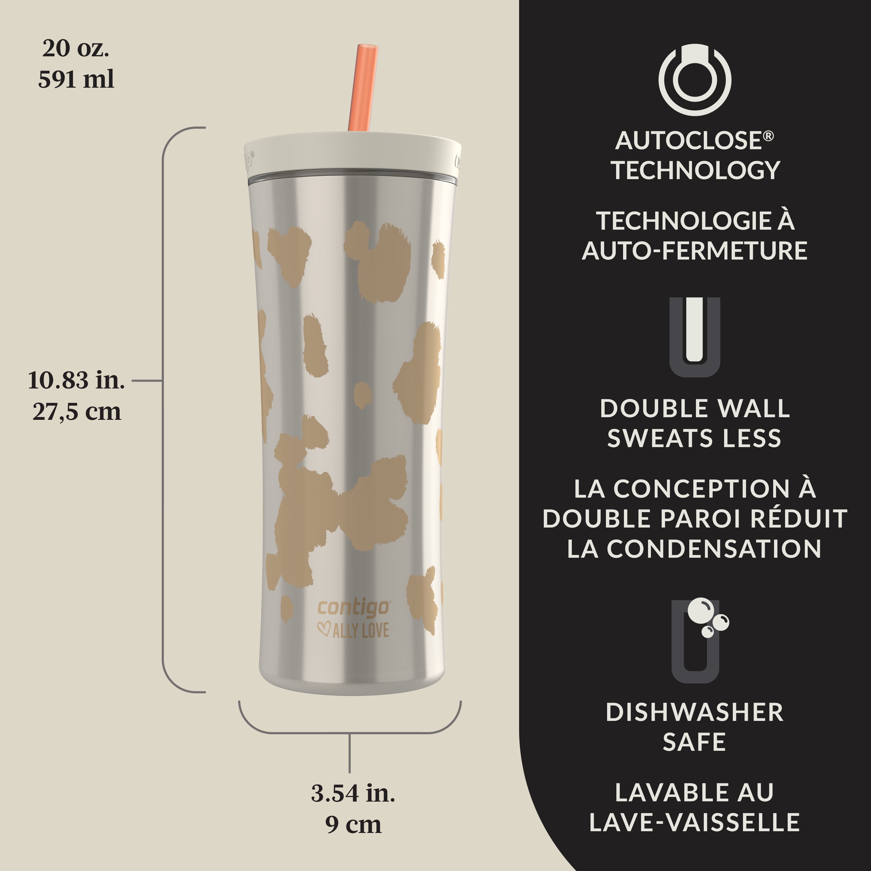 Contigo x Ally Love Streeterville AUTOCLOSE Shake & Go Tumbler, 20 oz (591 ml)