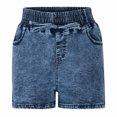 thumbnail image 5 of Uaswgudfs ​Womens Shorts: High Waisted Denim Elastic Waist Adjustable Drawstring - Classic Five Pocket Jean Shorts for Everyday Wear Blue L, 5 of 8