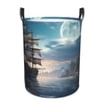 thumbnail image 1 of Balery Moonlit Sea Sailboat Cesta de ropa redonda con asas, impermeable, independiente, para ropa, juguetes, dormitorio y familia-Medium, 1 of 6