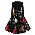 thumbnail image 3 of Mifsaly Vintage Christmas Dresses Women Long Sleeve Crewneck Elegant Cocktail Dress Xmas Holiday Party Tunic Evening Gowns 2025 Bright Snowflake Print Festival Outfits with Belt, 3 of 7