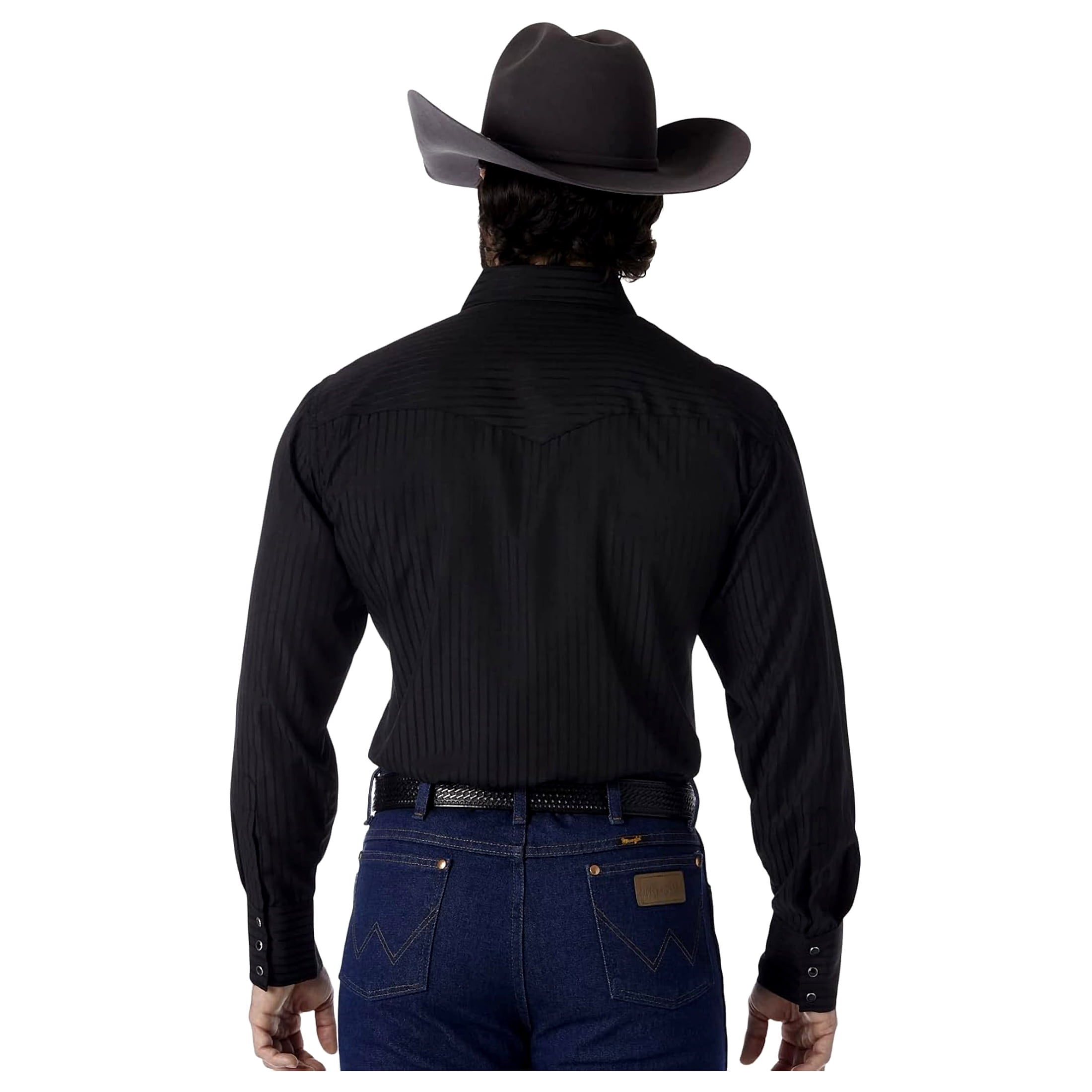 Wrangler Men's Long Sleeve Western Snap Dobby Striped Shirt