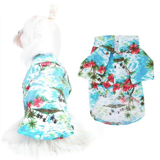 Ropa transpirable de moda para mascotas, camisa hawaiana para perros y gatos (talla M)