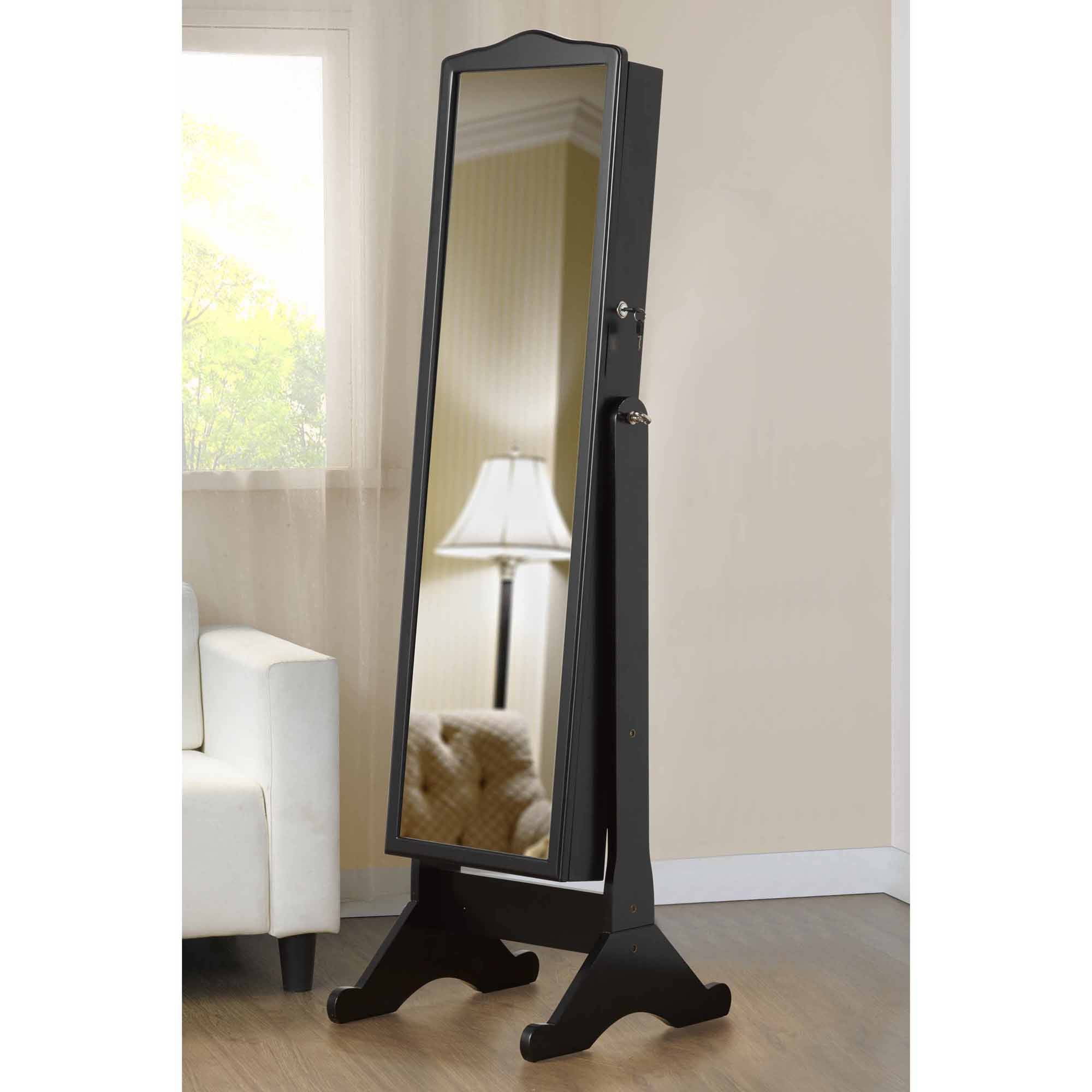 Full-Length Mirror with Jewelry Storage, Black - Walmart.com - 