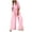 Pink, variant on Aoujea Up to 50% off Womens Sets Plus Size Solid Color Round-Neck Elastic Waist Pockets Loose Jumpsuit on Clearance