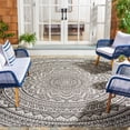 thumbnail image 2 of SAFAVIEH Courtyard Josiah Floral Medallion Indoor/Outdoor Area Rug, 6'7" x 6'7" Square, Light Grey/Black, 2 of 17