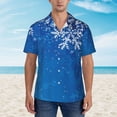 thumbnail image 2 of Honeii Blue Christmas With Snowflakes Print Men’s Hawaiian Shirt,Classic Button-Down Short Sleeve Shirt, for Beach, Vacation, and Outdoor Activities,3X-Large, 2 of 7