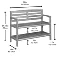 thumbnail image 2 of Espresso Finish Solid Wood Slat Bench with High Back and Shelf, 2 of 3