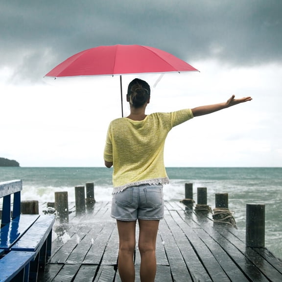 MERRYHAPY Red Reverse Folding Travel Umbrella with Automatic Open Close and UV for Rain and Sun