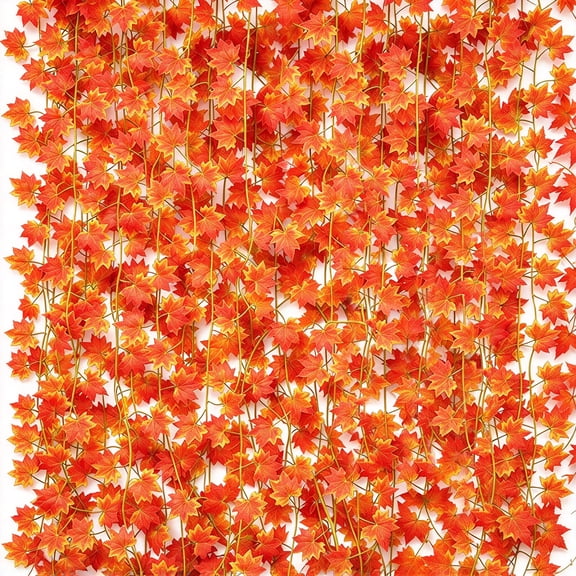 Amaopus 18Pack Fall Leaf Garlands, Hanging Vines Garland, Artificial Fall Maple Leaves, Thanksgiving Decor for Home, Wedding, Fireplace, Party