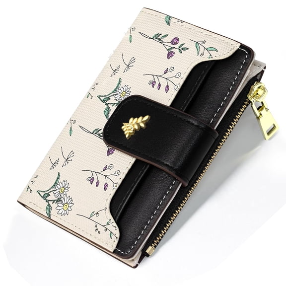 Miroddi Small Wallet for Women Slim Bifold Leather Credit Card Holder Purse Zipper Pocket Coin Wallets with ID Window