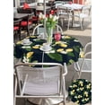 thumbnail image 5 of Outdoor Tablecloth with Umbrella Hole for Patio/Picnic/Party/Camping, Lemons Leaves Waterproof Table Cloth Round Cover Washable, Summer Fruits Floral Botanical Black (Dia 54"), 5 of 8