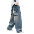 thumbnail image 6 of WOYY Toddler Boys Casual Denim Jeans Kids Straight Leg Elastic Waist Pants, Sizes 3-4T, 6 of 7